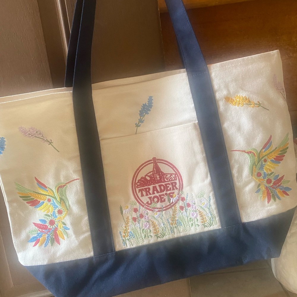 NWT Trader Joe’s canvas tote with embroidery - Picture 6 of 17